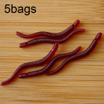 3.5cm 魚形紅色蚯蚓假餌發光魚餌，5包 20個/包，5包 50個/包，5包 100個/包，5包 200個/包