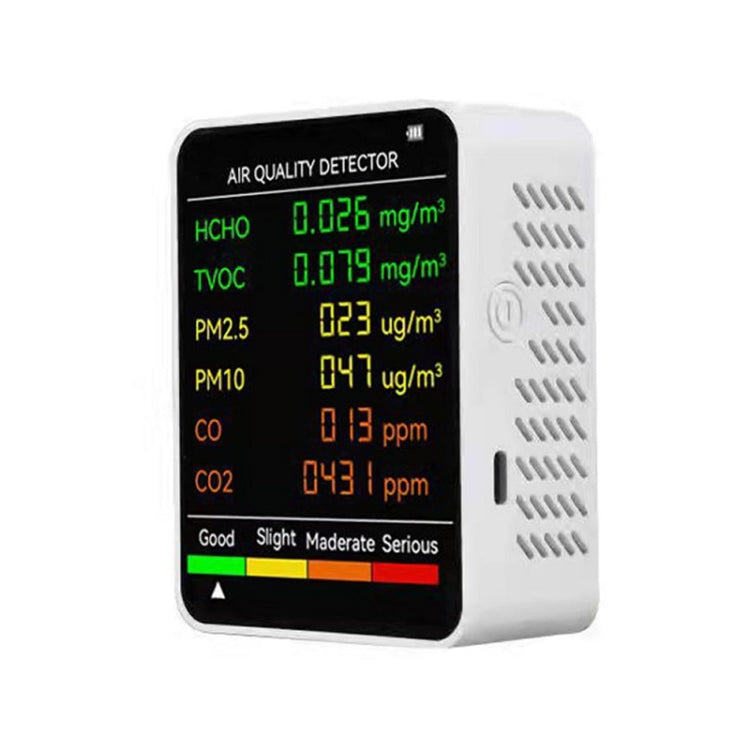 PM2.5/PM10 空氣品質檢測器 室內空氣品質監測器，6 合 1 空氣品質檢測器 白色，6 合 1 空氣品質檢測器 黑色