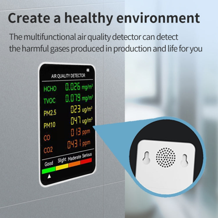 PM2.5/PM10 空氣品質檢測器 室內空氣品質監測器，6 合 1 空氣品質檢測器 白色，6 合 1 空氣品質檢測器 黑色
