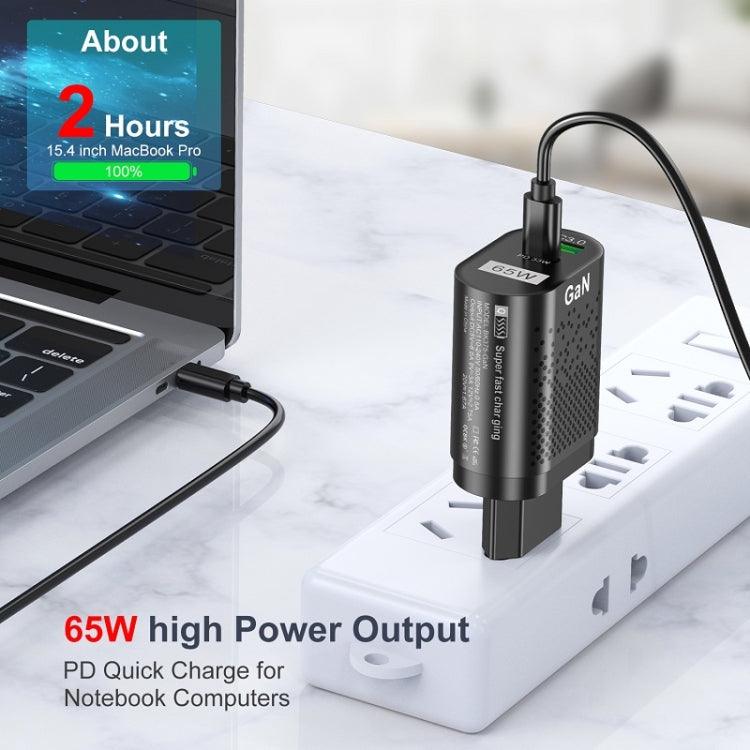 65W GaN 手機充電器 PD 快充 電腦充電器，黑色歐規插頭，黑色英規插頭，黑色美規插頭，黑色澳規插頭，黑色韓規插頭，白色歐規插頭，白色英規插頭，白色美規插頭，白色澳規插頭，白色韓規插頭