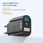 65W GaN 手機充電器 PD 快充 電腦充電器，黑色歐規插頭，黑色英規插頭，黑色美規插頭，黑色澳規插頭，黑色韓規插頭，白色歐規插頭，白色英規插頭，白色美規插頭，白色澳規插頭，白色韓規插頭