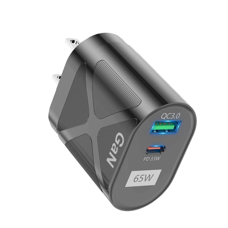65W GAN PD + QC3.0 快速充電器 手機 筆記型電腦 通用充電頭，歐規插頭黑色，英規插頭黑色，美規插頭黑色，澳規插頭黑色，歐規插頭白色，英規插頭白色，美規插頭白色，澳規插頭白色