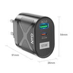 65W GAN PD + QC3.0 快速充電器 手機 筆記型電腦 通用充電頭，歐規插頭黑色，英規插頭黑色，美規插頭黑色，澳規插頭黑色，歐規插頭白色，英規插頭白色，美規插頭白色，澳規插頭白色