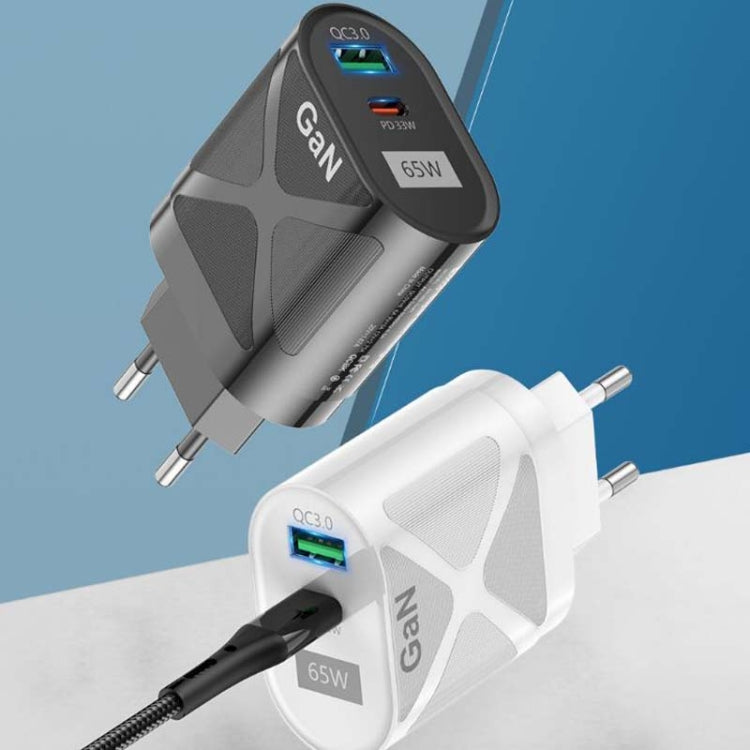65W GAN PD + QC3.0 快速充電器 手機 筆記型電腦 通用充電頭，歐規插頭黑色，英規插頭黑色，美規插頭黑色，澳規插頭黑色，歐規插頭白色，英規插頭白色，美規插頭白色，澳規插頭白色