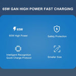 65W GAN PD + QC3.0 快速充電器 手機 筆記型電腦 通用充電頭，歐規插頭黑色，英規插頭黑色，美規插頭黑色，澳規插頭黑色，歐規插頭白色，英規插頭白色，美規插頭白色，澳規插頭白色