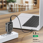 65W GAN PD + QC3.0 快速充電器 手機 筆記型電腦 通用充電頭，歐規插頭黑色，英規插頭黑色，美規插頭黑色，澳規插頭黑色，歐規插頭白色，英規插頭白色，美規插頭白色，澳規插頭白色