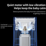 電動防水理髮器 兒童低噪音充電推剪，升級吸力版 白色