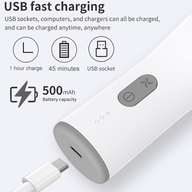 電動防水理髮器 兒童低噪音充電推剪，升級吸力版 白色