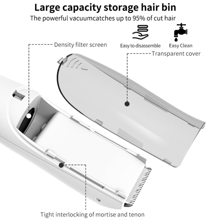電動防水理髮器 兒童低噪音充電推剪，升級吸力版 白色
