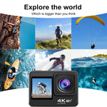 WIFI 彩色雙屏 HD 4K 視頻戶外防水運動相機，Q60AR