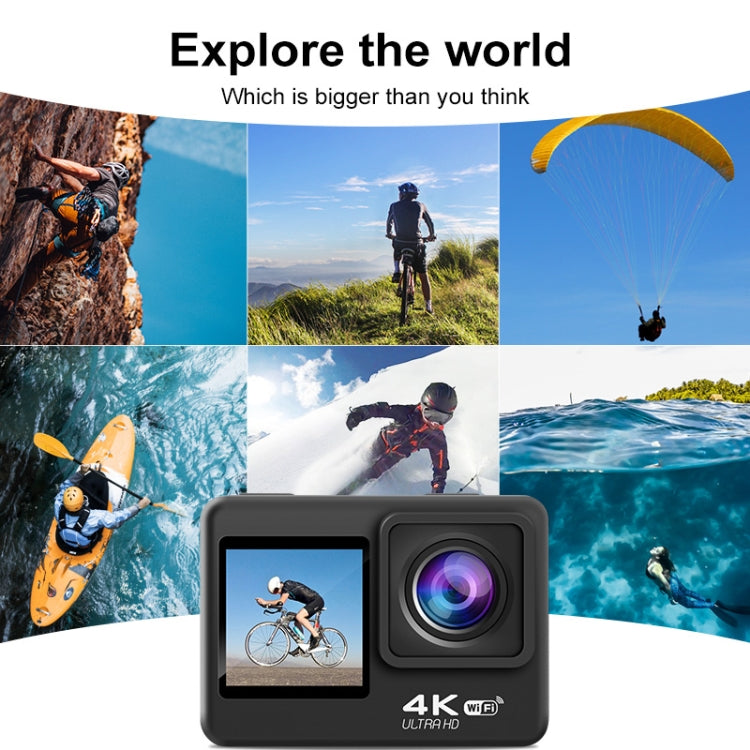 WIFI 彩色雙屏 HD 4K 視頻戶外防水運動相機，Q60AR