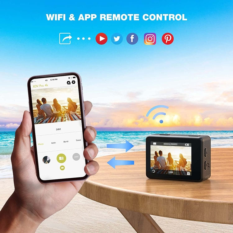 WIFI 彩色雙屏 HD 4K 視頻戶外防水運動相機，Q60AR