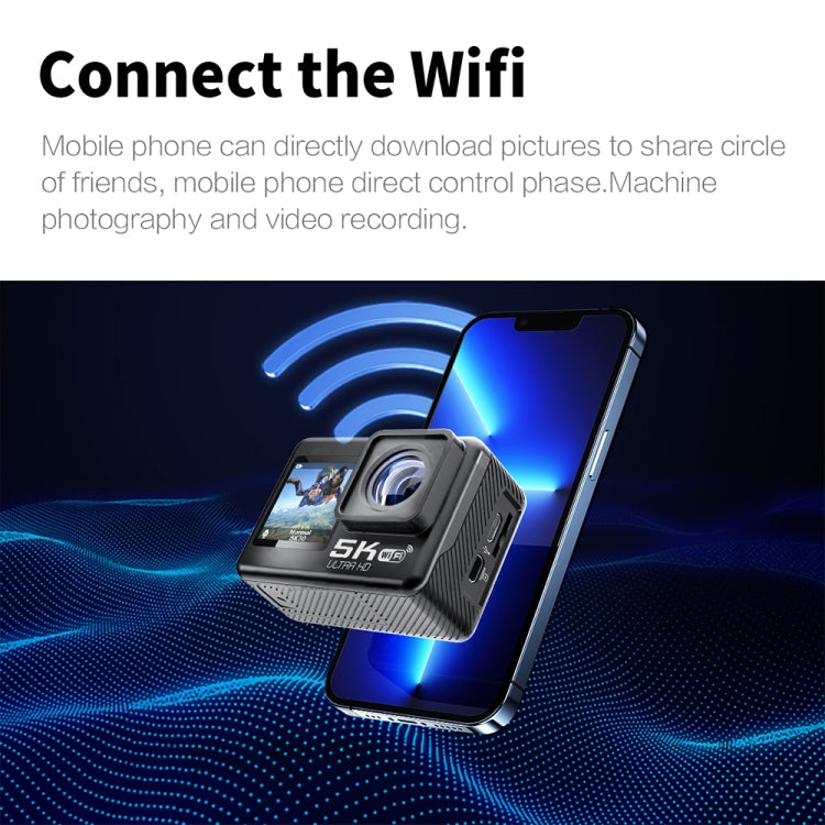 5K/30FPS WIFI HD 防抖遙控觸控雙屏 IP68 防水運動相機，5K，5K 相機 + 64G 記憶卡，5K 相機 + 128G 記憶卡