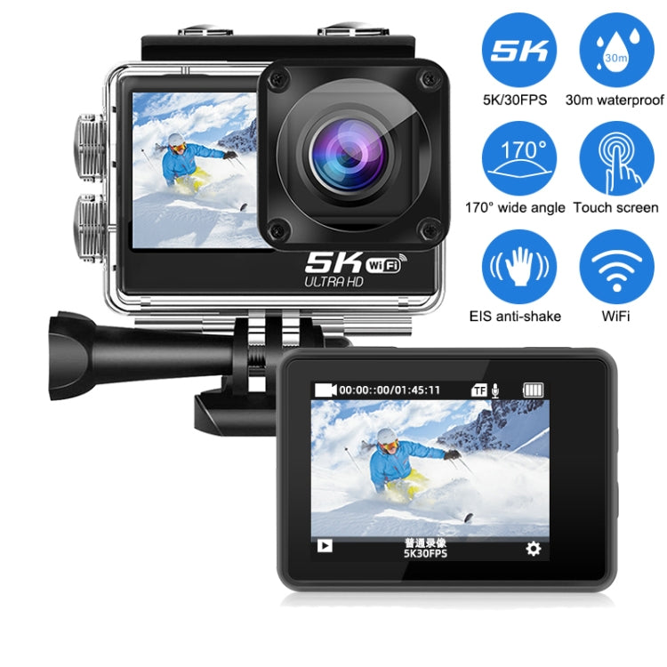 5K/30FPS WIFI HD 防抖遙控觸控雙屏 IP68 防水運動相機，5K，5K 相機 + 64G 記憶卡，5K 相機 + 128G 記憶卡