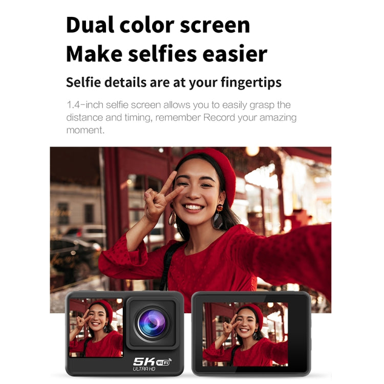 5K/30FPS WIFI HD 防抖遙控觸控雙屏 IP68 防水運動相機，5K，5K 相機 + 64G 記憶卡，5K 相機 + 128G 記憶卡