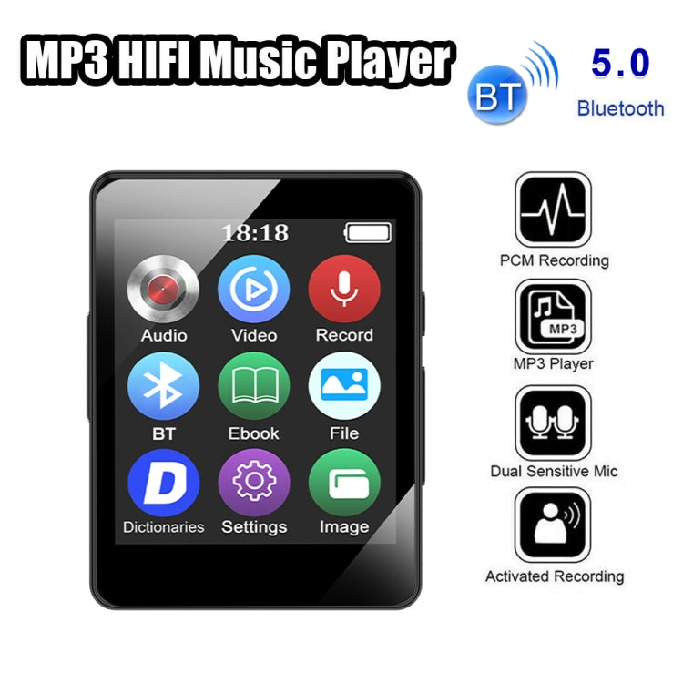 MP3音樂播放器藍牙5.0電子書錄音MP4隨身聽，無記憶卡，8GB，16GB，32GB，64GB，128GB
