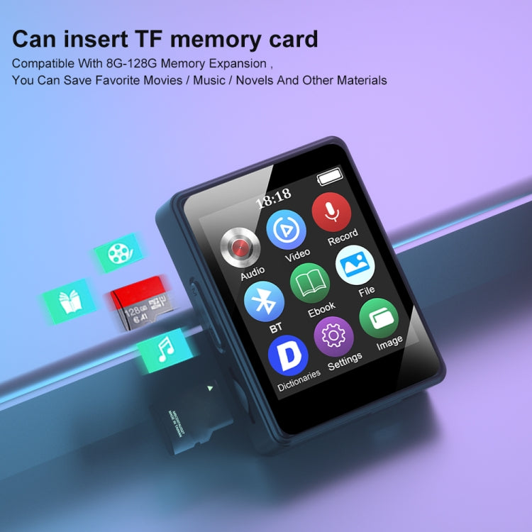 MP3音樂播放器藍牙5.0電子書錄音MP4隨身聽，無記憶卡，8GB，16GB，32GB，64GB，128GB