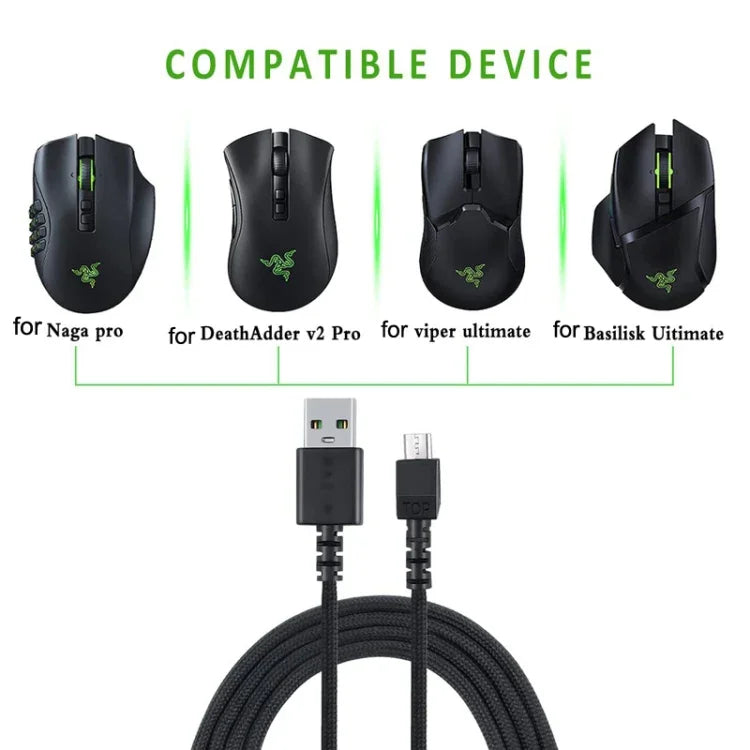 適用於 Razer / Naga Viper Pro / Viper V2 專業無線滑鼠充電線