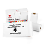 適用於 Phomemo T02 3卷藍牙打印機熱感標籤紙，53mmx6.5m 10年黑白無膠，50mmx3.5m 2年黑白貼紙，50mmx3.5m 10年黑白貼紙，53mmx5m 5年藍白無膠