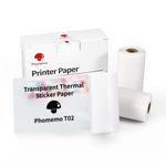 適用於 Phomemo T02 3卷藍牙打印機熱感標籤紙，53mmx6.5m 10年黑白無膠，50mmx3.5m 2年黑白貼紙，50mmx3.5m 10年黑白貼紙，53mmx5m 5年藍白無膠