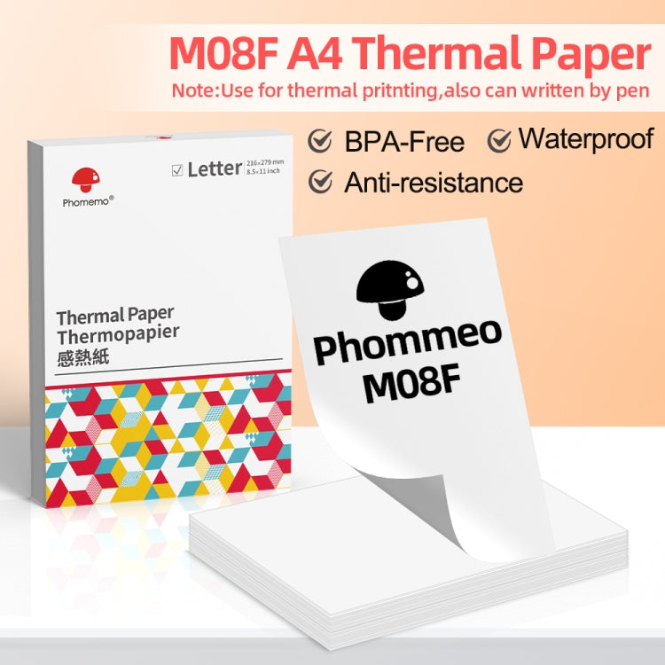 適用於 Phomemo M08F 200張熱感打印紙，兼容 MR.IN Brother Pocket Jet / MT800，A4 熱感紙，折疊 A4 熱感紙，信紙熱感紙，折疊信紙熱感紙