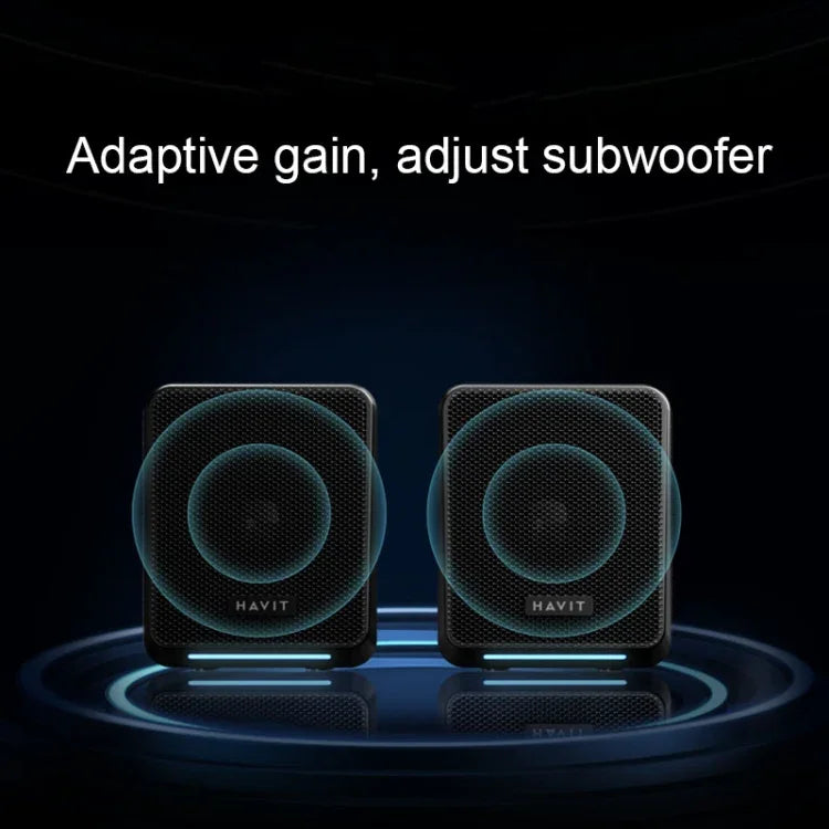 Havit A20 Plus Colorful Ambient Light Wired Computer Audio Stereo Surround Sound Speaker, Black, Bluetooth Version