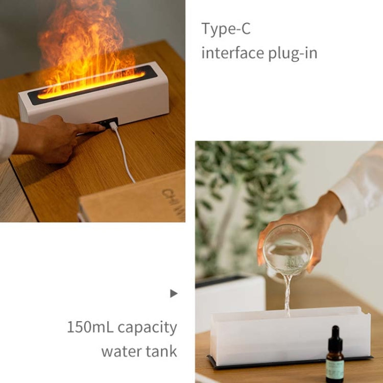 DQ711  Flame Aromatherapy Diffuser Quiet USB Air Humidifier, DQ711 Black, DQ711 White