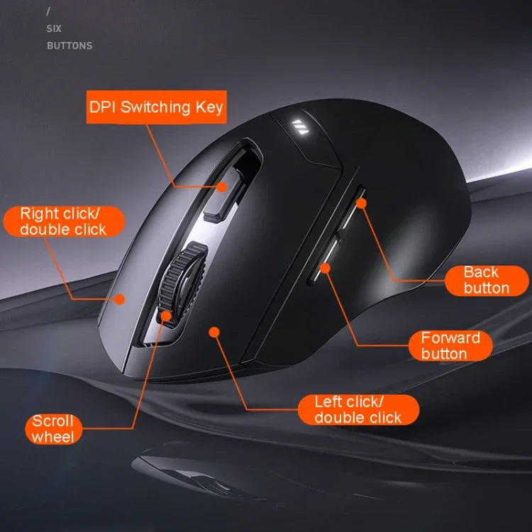 Inphic DR01 藍牙三模無線滑鼠充電靜音辦公遊戲筆電電腦家用，DR01（黑色）
