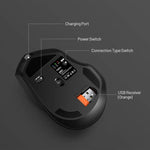 Inphic DR01 藍牙三模無線滑鼠充電靜音辦公遊戲筆電電腦家用，DR01（黑色）