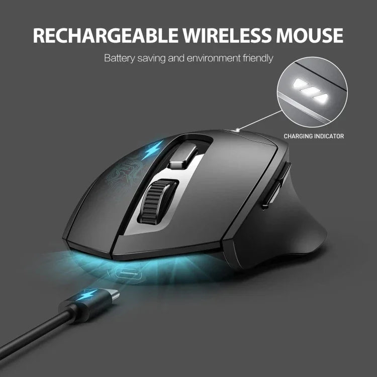 Inphic DR01 藍牙三模無線滑鼠充電靜音辦公遊戲筆電電腦家用，DR01（黑色）