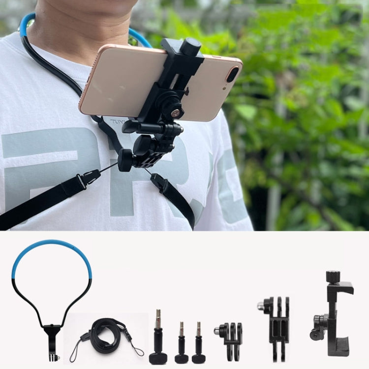 TUYU 攝影機頸帶手機胸帶支架 用於視頻拍攝//第一人稱視角，標準（黑色）、標準（藍色）、帶手機夾（黑色）、帶手機夾（藍色）、垂直拍攝（黑色）、垂直拍攝（藍色）、垂直+手機夾（黑色）