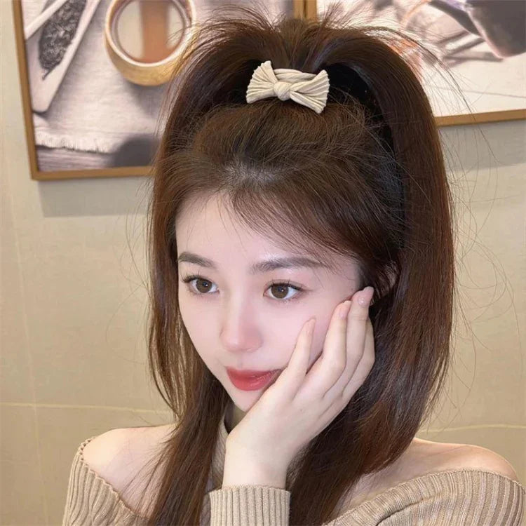 5件裝女士蝴蝶結髮飾彈性髮帶無壓痕橡皮筋