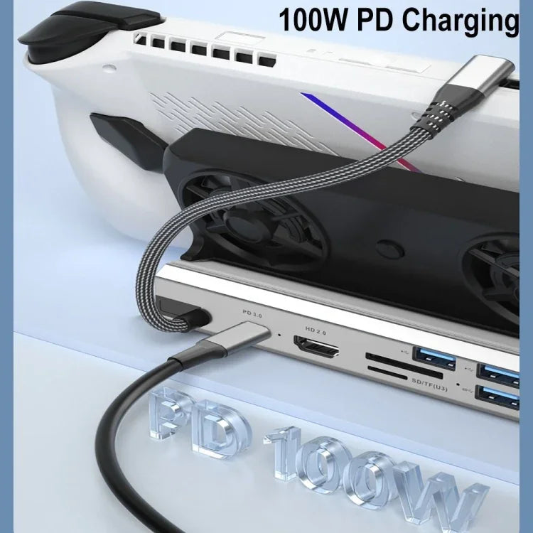 適用於 ASUS ROG Ally 100W PD 充電遊戲主機支架 多功能 USB 3.0 擴充座，5 合 1、6 合 1、9 合 1、10 合 1