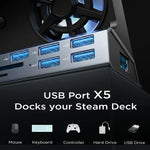 適用於 ASUS ROG Ally 100W PD 充電遊戲主機支架 多功能 USB 3.0 擴充座，5 合 1、6 合 1、9 合 1、10 合 1