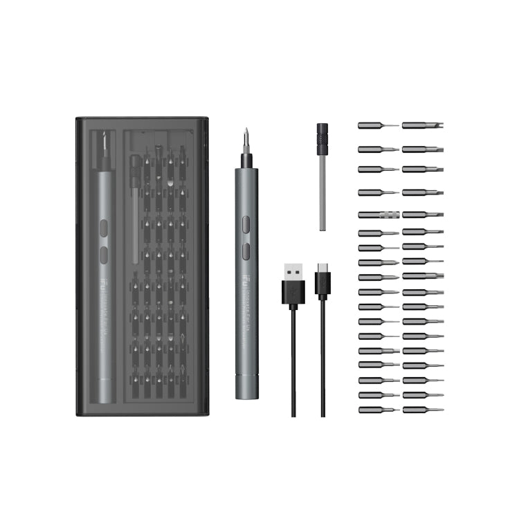 IFu 42合1電動螺絲刀套裝，精密USB快速充電螺絲刀帶LED工作燈
