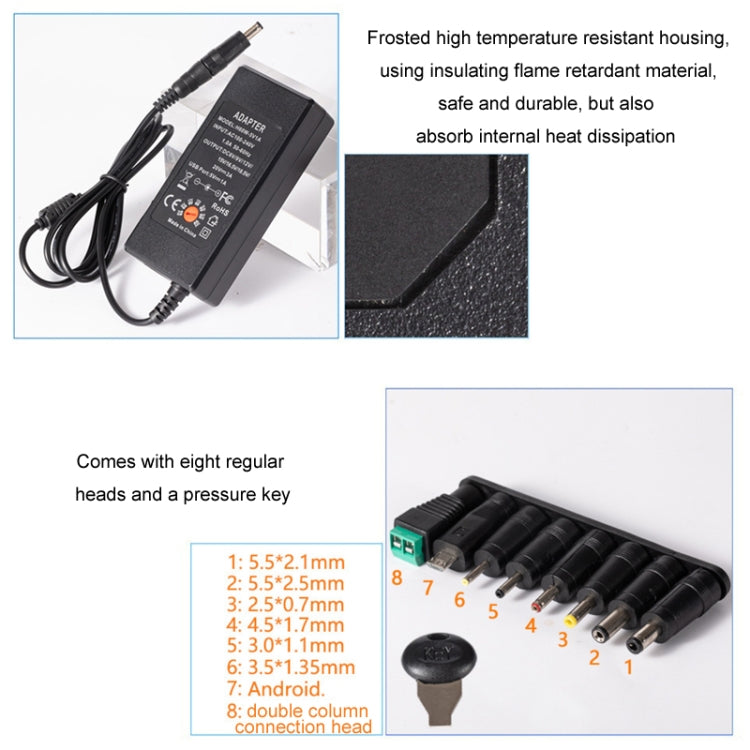 65W 6-20V 可調 3A 直流電源適配器充電器，美規插頭，歐規插頭，英規小插頭，澳規插頭，英規大插頭