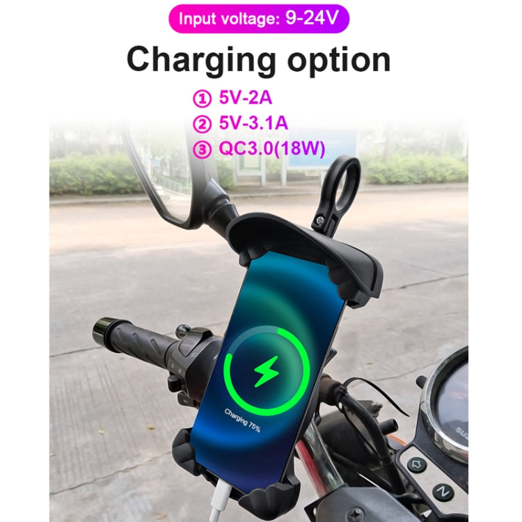 Motorcycle Sunshade Rainproof Mobile Phone Holder, Mirror Holder  No Charge, Handlebar Holder No Charge, Charging Handlebar Holder 5V-2A, Charging Handlebar Holder 5V-3.1A, Charging Handlebar Holder 18W (QC3.0), Charging Mirror Holder 5V-2A            ...