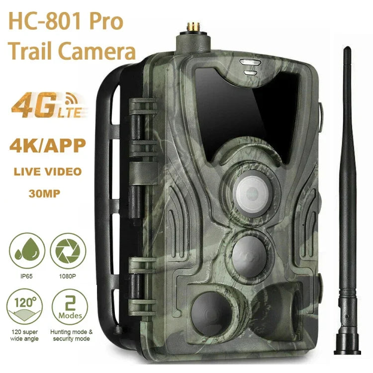 HC-801Pro 4K 4G 戶外狩獵攝影機 APP 遠程手機控制隨時查看照片和視頻，歐規插頭，美規插頭，澳規插頭