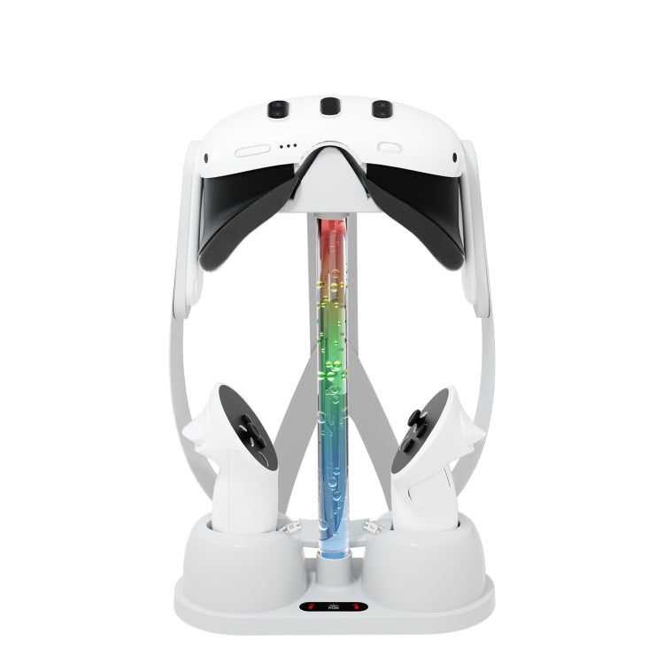 適用於 Meta Quest 3 VR 眼鏡充電底座收納架，帶酷炫 RGB 燈，充電底座