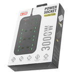 T24 2米3000W 6插座+PD+4 USB埠多功能阻燃插座帶開關，英規插頭，美規插頭