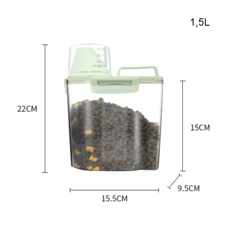 寵物飼料儲存桶4扣狗糧防潮密封儲存罐，1.5L，2.5L