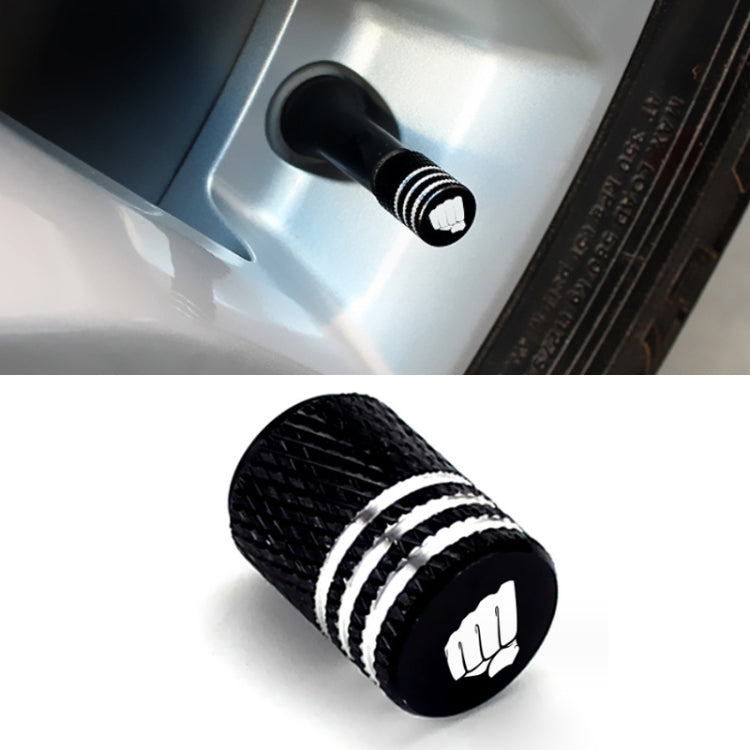 Laser Power Gesture Motivational Fist Car Tire Valve Cap, Blue, Red, Black, Gray