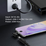 65W 母頭轉 Type-C 公頭直流電源轉 PD 電源筆記型電腦多功能轉接器，7.9x0.9mm A，7.4x0.6mm B，方形埠 C，6.5x1.4mm D，6.3x3.0mm E，5.5x2.5mm F，5.5x2.1mm G，5.5x1.7mm H，5.5x1.0mm I，4.8x1.7mm J，4.0x1.7mm K，4.0x1.35mm L，4.5x3.0mm M