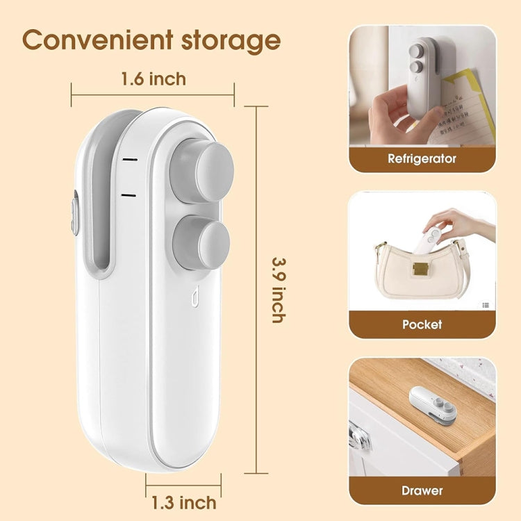 小型 2 合 1 可充電磁吸零食封口機，家用迷你封口機，2 合 1 白色，2 合 1 綠色