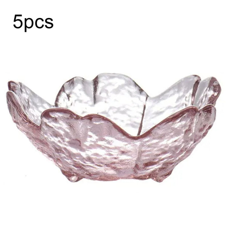 5個/套 錘紋玻璃櫻花碟家用醬料碟小碟，粉色