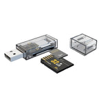 OTG 轉換器 USB 轉 SD/TF 2 合 1 多功能透明讀卡器，透明