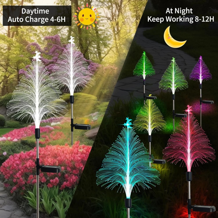 聖誕樹太陽能燈 戶外氛圍燈 戶外防水發光節日裝飾燈，星月透明款