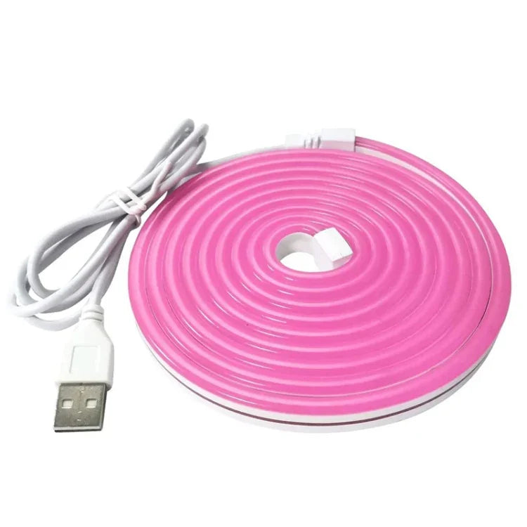 2米 5V LED 燈條 USB 柔性霓虹矽膠軟條套裝，USB（粉色），USB（暖色），USB（藍色）