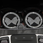 Car Multifunctional Anti-slip Coaster with Diamond Bow Crystal