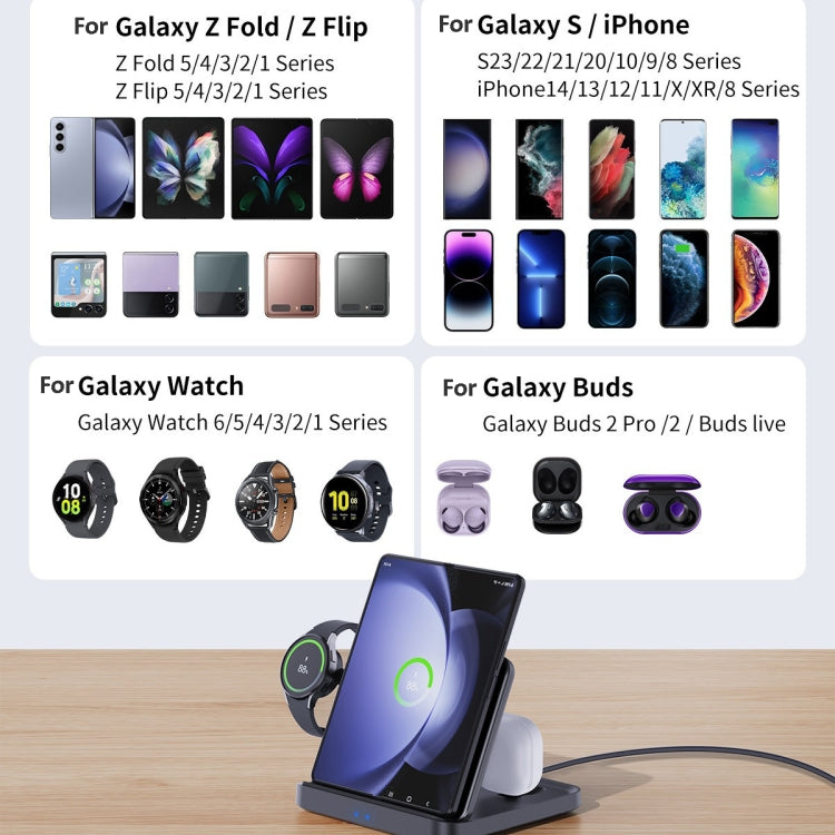 三星 Galaxy Z Fold 三合一無線充電器，適用手機、耳機及智能手錶，F16A